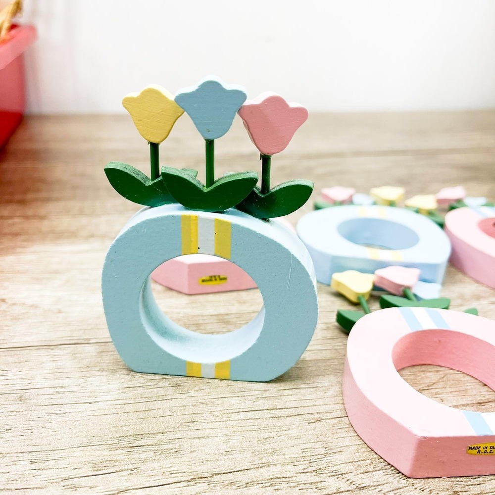 Vintage Tulip Napkin Rings‎ - Pastel Set of 6